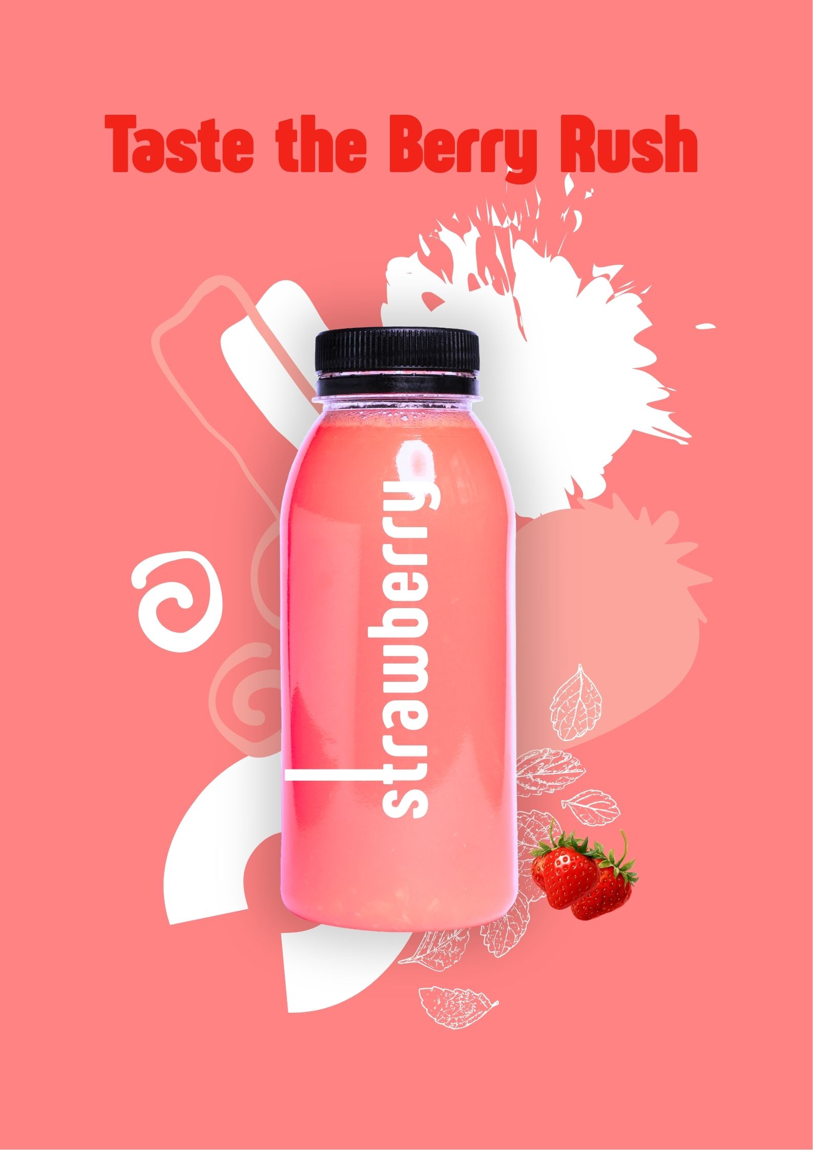 Pink and White Strawberry Juice Modern Poster Design